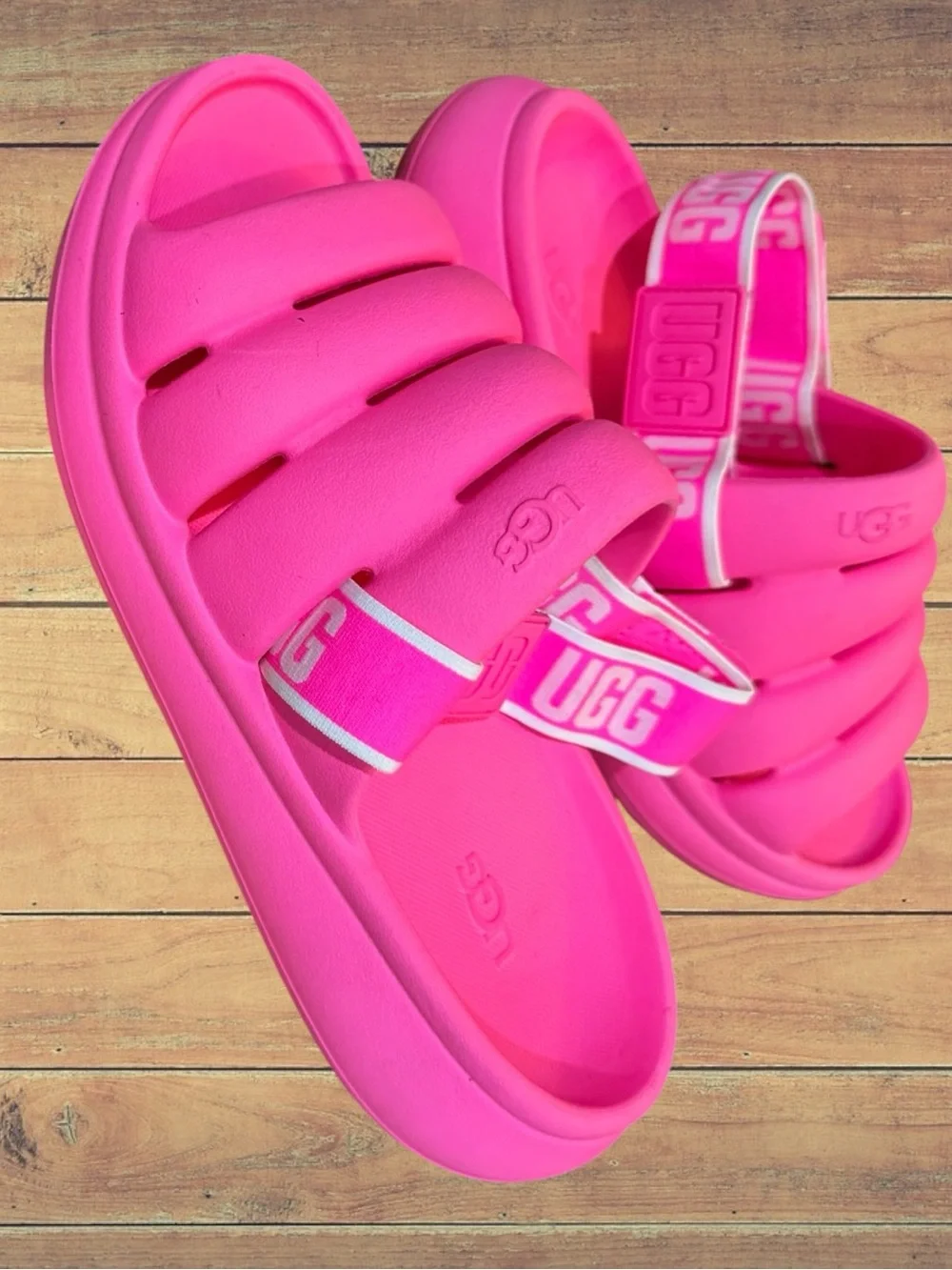 UGG Sport Yeah Pink Foam Removable Slingback Lightweight Slides Size 9 - Picture 12 of 16